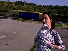 美女, 茶髪の, 淫乱熟女, アウトドア