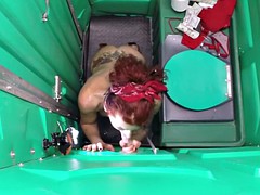 Porta Gloryhole Mature Redhead slurping cocks