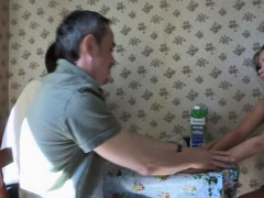 Enthousiasteling, Pijpbeurt, Bruinharig, Man die toekijkt, Europees, Russisch, Tiener