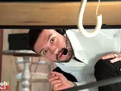 Schwarz, Blasen, Schwarz, Hd, Milf, Büro, Schlucken, Flotter dreier