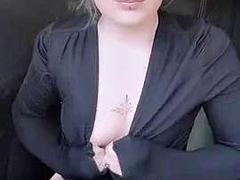 素人, ブロンド, 車, フェティッシュ, 淫乱熟女, 公共, 一人, おもちゃ