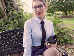 Jessie Wylde gets to suck and fuck a dick outdoors in the park