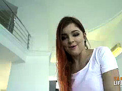 フェラチオ, 茶髪の, ヨーロピアン, フォアサム, マッサージ, 赤毛