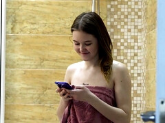 18, 美女, 茶髪の, バック, オーガズム, 馬乗り, ロシア人, ティーン