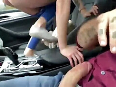 Enthousiasteling, Auto, Stel, Sperma, Huisgemaakt, Openbaar, Kut duiken, Tiener