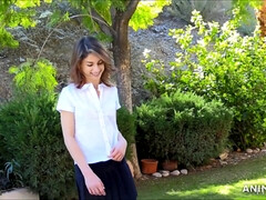 お尻, オナニー, 公共, オマンコ, 一人, ティーン, オッパイの, おもちゃ