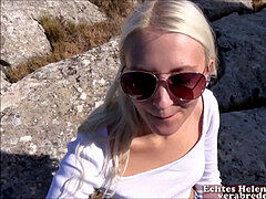 Sperma in mond, Duits, Vriendin, Buiten, Klein, Openbaar, Mager, Tieten likken