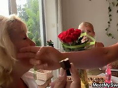 His mom gets mad fucking her son's girlfriend