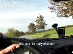 Fuck The Solo Act, Let's Go Hardcore - brunette Kirsten Plant flashing perky tits for cash outdoors and in car