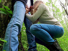 Risky public blowjob, ball sucking, stunner