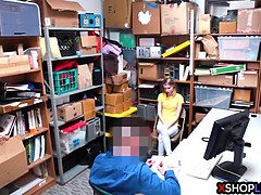 Russian slender teen caught stealing by a security guy
