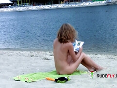 18 años, Chica, Playa, Rubia, Nudista, Público, Flaco, Adolescente