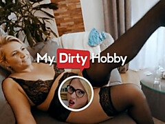 Leie, Grosser schwanz, Blondine, Blasen, Deutsch, Hd, Lingerie, Strümpfe