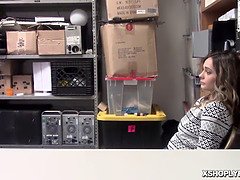 Shoplyfter Aften Opal receives face fuck from the LP Officer!