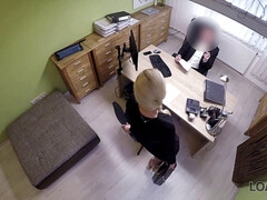 Vorstellungsgespräch, Blondine, Blasen, Vollbusig, Hd, Masturbation, Geld, Pov