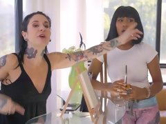 Culo, Morena, Besar, Lesbiana, Lamidas, Masaje, Aceite, Coño