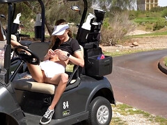 Golfing with Busty Blonde Slut - Public Outdoor sex