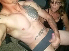 torrid wife loves watchin him masturbate his prick and cum during her smoke break