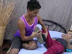 Asiático, Corridas, Pies, Gay