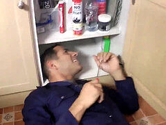 UK mature in pantyhose fucks and milks repair boy