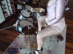 Cute Lesbians Drumming Heels