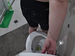Bathroom cam watching chubby mature wife pissing. ASMR. PAWG. Amateur Fetish. Milf. BBW. Homemade. Voyeur