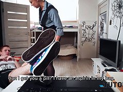 Tutor in stockings nailed in doggystyle and other amazing poses