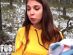 Amateur (MihaNika69) Deepthroats A Cock In The Car On Her Way Home After He Sees Her Masturbating In The Woods