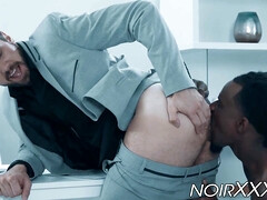 Businessman rimmed and anally fucked by athletic black stud