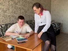 Studentin, Aufs gesicht abspritzen, Hd, Natürlichen titten, Russisch, Student, Lehrer, Uniform