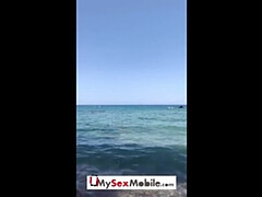 ビーチ, デカパイ, 茶髪の, 異人種間, 公共, オマンコ, 剃毛