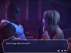 3d, 黒人, フェラチオ, 黒人, 手コキする, 異人種間, 三人, 妻