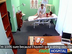 Redhead patient gets her tiny tits fingered and fucked by doctor in fake hospital POV