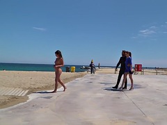 Chica, Playa, Morena, Erótico, Al aire libre, Público