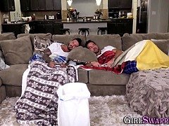 Stepdaughter teenies in 4some