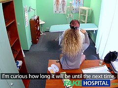Naughty doctor's mistress visits him in the office and takes on his big load