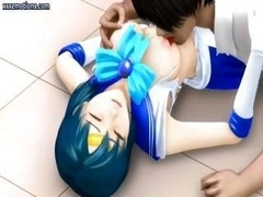 3D animated Asiatic kitten is getting poked, eating penis and getting groped