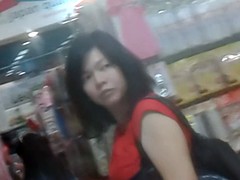 Boso Mom in Red dress black panty